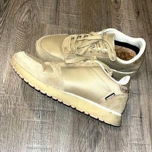 Woden Waterproof Nora III Fish Leather Plateau Sneakers Beige Colorway